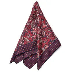 MayTree Seidentuch Herren handrolliert aus Twill-Seide 53x53, Paisley m. Rand Magenta, (Stück), 100% Seide rot