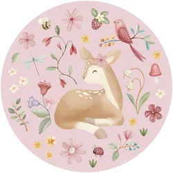 Little Dutch Tapetekreis Zaubergarten 100 , Pink, Altrosa , Papier, Kunststoff , Tiere, Märchen/ Fantasie , Rechteckig , 100x100 cm , FSC Mix ,