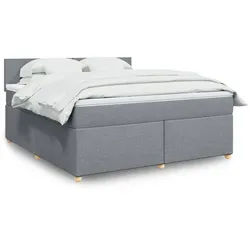 vidaXL Boxspringbett, Boxspringbett mit Matratze Hellgrau 180x200 cm Stoff