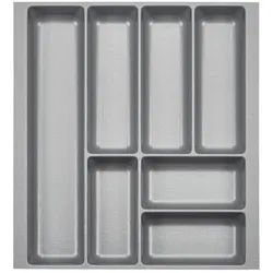 SO-TECH® Besteckeinsatz Orga-Box 2 silbergrau Canvas Leinwand Struktur für Nobilia, Besteckeinsatz 409 mm Breite, Silbergrau grau|silberfarben 40.9 cm x 5.05 cm x 46.1 cm