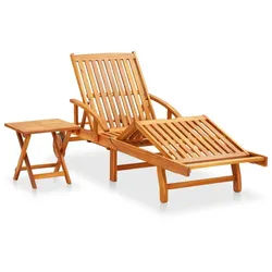 vidaXL Gartenliege, Sonnenliege mit Tisch und Auflage Akazie Massivholz