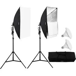 VEVOR Softbox Set, 50x70cm, Profi Fotostudio Set mit 30 W 5500 K LED-Birnen, nahezu natürliches Tageslicht, verstellbarer Stativständer, Studioleuchten für Fotografie, Videoaufnahmen, Live-Streaming