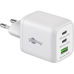 Goobay USB-CTM PD Multiport-Schnellladegerät Nano (65 W) weiß - 2x USB-CTM-Anschlüsse (Power Delivery) und 1x USB-A-Anschluss (Quick Charge 3.0) - weiß