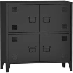 [en.casa] Büroschrank Hamina , Schwarz , Metall , Rechteckig , 80x82x40 cm , Büromöbel, Büroschränke, Aktenschränke