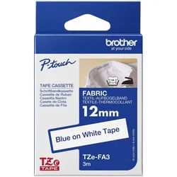 Original Brother TZE-FA3 Schriftband 12mm/3m Blau auf Weiss
