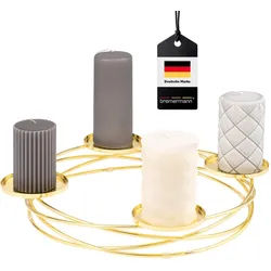 bremermann Kerzenständer, Gold, Metall , Goldfarben , 38x5.5x38 cm , Dekoration, Kerzen & Kerzenhalter, Teelichthalter