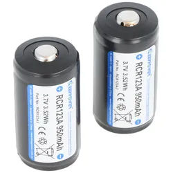 2 Stück KEEPPOWER Protected 16340, Aufladbar, Li-Ion Akku, 3,7V, 950mAh, 3,52Wh, mit Aufbewahrungsbox