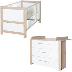 Roba Babyzimmerset Malo 2-teilig , Weiß , Holzwerkstoff , 3 Schubladen , 144x98.5x76 cm , Babymöbel & Kindermöbel, Babyzimmer