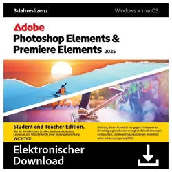 Adobe Adobe Photoshop & Premiere Elements 2025 Software. Computer-Kabel, Benutzerfreundliche Software für kreative Projekte blau