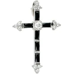 JOBO Kreuzanhänger Anhänger Kreuz, 925 Silber mit Zirkonia silberfarben