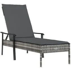 furnicato Gartenliege Sonnenliege Poly Rattan Grau 198x66x64/75/84/93/98 cm grau