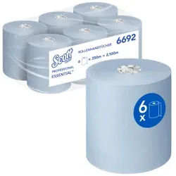 SCOTT® EssentialTM Handtuchrolle, 19,8 cm x 350 m, 1-lagiges Papierhandtuch mit Airflex-Technologie, 1 Karton = 6 Rollen, blau