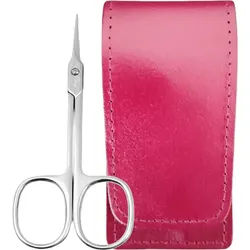 EloModa Nagelschere Solingen Turmspitze Schere mit Echt-Leder Etui – Made in Germany, (1-tlg), gebogener Schnittfläche, Leder-Etui Made in Germany rot