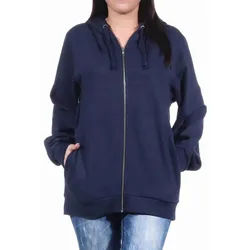 Normann Relaxanzug Damen Jacke mit Kapuze für Hausanzug oder Sportanzug Oberteil blau XL