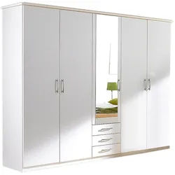 priess Kleiderschrank Husum mit dekorativen Kranz, wahlweise mit Schubkästen weiß 231 cm x 196 cm x 57 cm