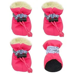 FLOCKI PetsTM Hundejacke Hundeschuhe, Outdoor Hundeschuhe mit genoppter Lauffläche, gefüttert, kuschelig weiches Innenfutter, genoppte Gummisohle, reflektierend rosa XL