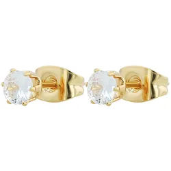 Adelia ́s Paar Ohrhänger Damen Ohrringe – Ohrstecker aus Edelstahl mit Zirkonia, Perfekt als Geschenk zum Valentinstag goldfarben