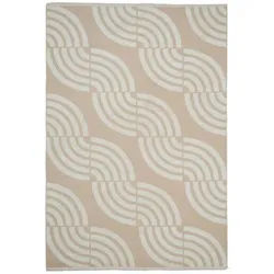Novel Flachwebeteppich , Weiß, Beige , Textil , geometrisch , rechteckig , 120x170 cm , ISO 9001, Textiles Vertrauen - Oeko-Tex®, DIN EN ISO 14001, DIN EN ISO 50001, DIN EN ISO 9001, Global Recycled Standard (Grs) , für Fußbodenheizung geeignet, beidseitig verwendbar, für Hausstauballergiker geeignet, waschbar, platzsparend , Teppiche und Böden, Teppiche, Webteppiche