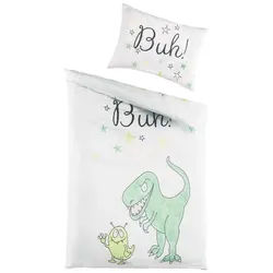 Optidream Babybettwäsche Mikrofaser 100 cm x 135 cm weiss / grün, Microfaser, 2 teilig, baby bettwäsche set sale bettwäsche baby mikrofaser bettwäsche weiß