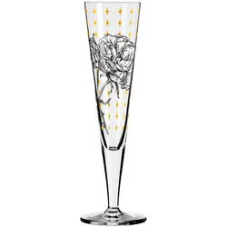 Ritzenhoff Champagnerglas , Schwarz, Goldfarben , Glas , 205 ml , 7.2x24.0x7.2 cm , Fsc, Made in Germany , Gläser, Champagner- & Sektgläser