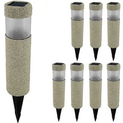 LED Solarlampe 8er-Set Beige-Grau Steinoptik