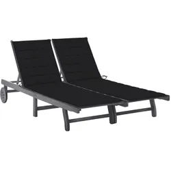 vidaXL 2-Personen-Sonnenliege mit Auflage Grau Akazie Massivholz