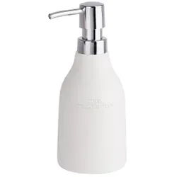 WENKO The Collection Seifenspender, Für die portionierte Abgabe von Flüssigseife, Spülmittel oder Lotion, Farbe: weiß, Füllmenge: 330 ml