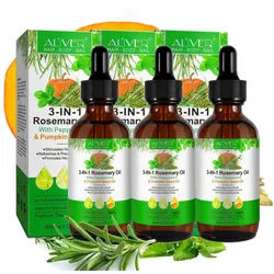 ALIVER Haaröl 3-in-1 Rosmarinöl Ätherisches Pfefferminzöl Kürbiskernöl, 3-tlg., 3-in-1-Rosmarinöl mit Pfefferminzöl und Kürbiskernöl 60 ml