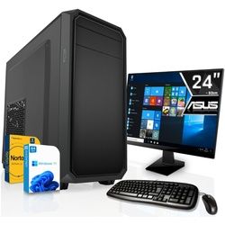 SYSTEMTREFF Business-PC-Komplettsystem (24", Intel Core i3 12100F, GT 710, 8 GB RAM, 256 GB SSD) schwarz