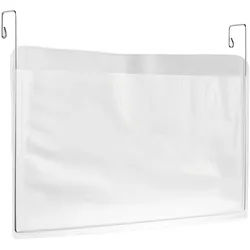 100 Drahtbügeltaschen für DIN A5, Breitseite offen, kurzer Draht nach hinten, Weich-PVC, transparent