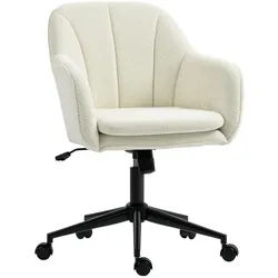 Homcom Schreibtischstuhl Homeoffice Stuhl mit Samtoptik Gewölbter Rückenlehne Beige , Textil , Füllung: Schaumstoff , 60x94x63 cm , Büromöbel, Bürostühle, Drehstühle