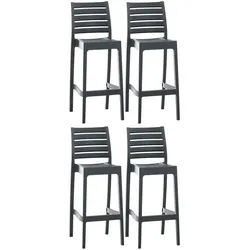 CLP Barhocker 4er Set Kunststoff dunkelgrau , Dunkelgrau , 45x105x51 cm , Esszimmer, Barmöbel, Barhocker