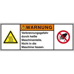 Aufkleber I Produktsicherheitsschild Warnung Verbrennungsgefahr, RoHS konform, Folie, 100x35mm, ISO 3864-2