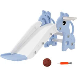 Aiyaplay Kinderrutsche, 3 in 1, Kleinkinderrutsche mit Basketballkorb, Basketball, Blau , Kunststoff , 51.5x52x106 cm , Freizeit & Co, Gartenspielzeug, Kinderrutschen