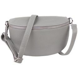 MIRROSI Bauchtasche Damen, Echtleder, Leder, Made in Italy, Umhängetasche, Brusttasche, (Schultertasche für jeden Anlass (1 Tasche & 1 Gurt), 3 Größen auswählbar), Crossbody Bag, Damen Taschen verstellbaren Schulterriemen grau|silberfarben Große Tasche (28x18x9cm)