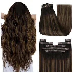 LuxusKollektion Echthaar-Extension Extensions Clip Echthaar Remy Ombre 1-Clip-1- 2 2 6 55 cm-120g