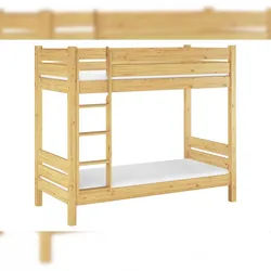Erst-Holz Etagenbett extra stabil 80x200 cm, Nische 100 teilbar, mit 2 Rollroste u 2 Matratzen 60.16-08T100M