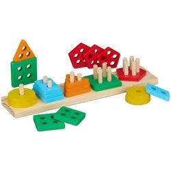 Relaxdays Stapelspielzeug , Multicolor , Holz, Holzwerkstoff , Spiel/Spielzeug , 35x5.5x8 cm , unisex , Spielzeug, Babyspielzeug, Motorikspielzeug