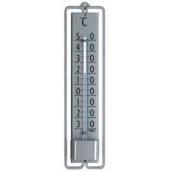 TFA Dostmann Gartenthermometer TFA 12.2001 analoges Innen-Außen-Thermometer aus Metall silberfarben