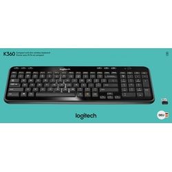 Logitech Tastatur K360, Wireless, Unifying, schwarz DE, Retail