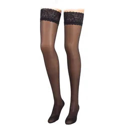 Compressana Calypso Schenkelstrümpfe 70 DEN mit Spitzen-Haftband, halterlos 1 St schwarz Unisex