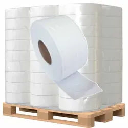 Jumbo-Toilettenpapier, Tissue, 2-lagig, hochweiß, 180 m, Hochweißes Klopapier aus 100% Zellstoff, 1⁄2 Palette = 22 Pakete à 12 x 180 Meter