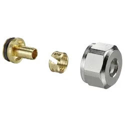 Oventrop Klemmringverschraubung Ofix K 16x2mm, 2-fach, für G 3/4 AG, ÜM vernickelt