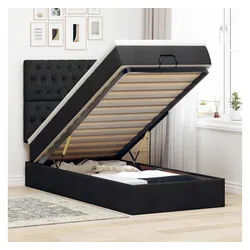 vidaXL Bett, Ottoman-Bett mit Matratze Schwarz 90x190 cm Stoff