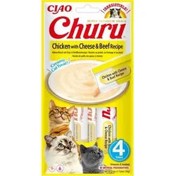 INABA Churu Katzenleckerli mit Huhn-, Käse- und Rindfleischgeschmack 20x14g