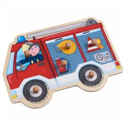 Haba Puzzle Feuerwehrauto, 6 Puzzleteile bunt