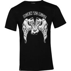 Rusty Stitches Born To Ride T-Shirt, schwarz-weiss, Größe XL für Männer