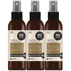 Hello Nature Haut√∂l mit Kokosnuss√∂l für K√∂rperpflege 3x130 ml Unisex