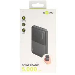 Powerbank Compact 5.000mAh, ultrakompakt und leicht, Anti-Rutsch Oberfläche, inkl. Ladekabel