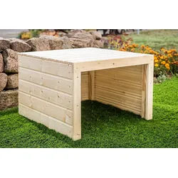 wortek Mähroboter-Garage 69 x69x40 cm, fertig montierter Carport, für Roboter von Gardena, Husqvarna, Robomow, Bosch beige|gelb